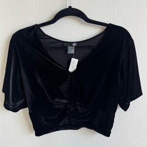 Aqua Black Velvet Crop Top
